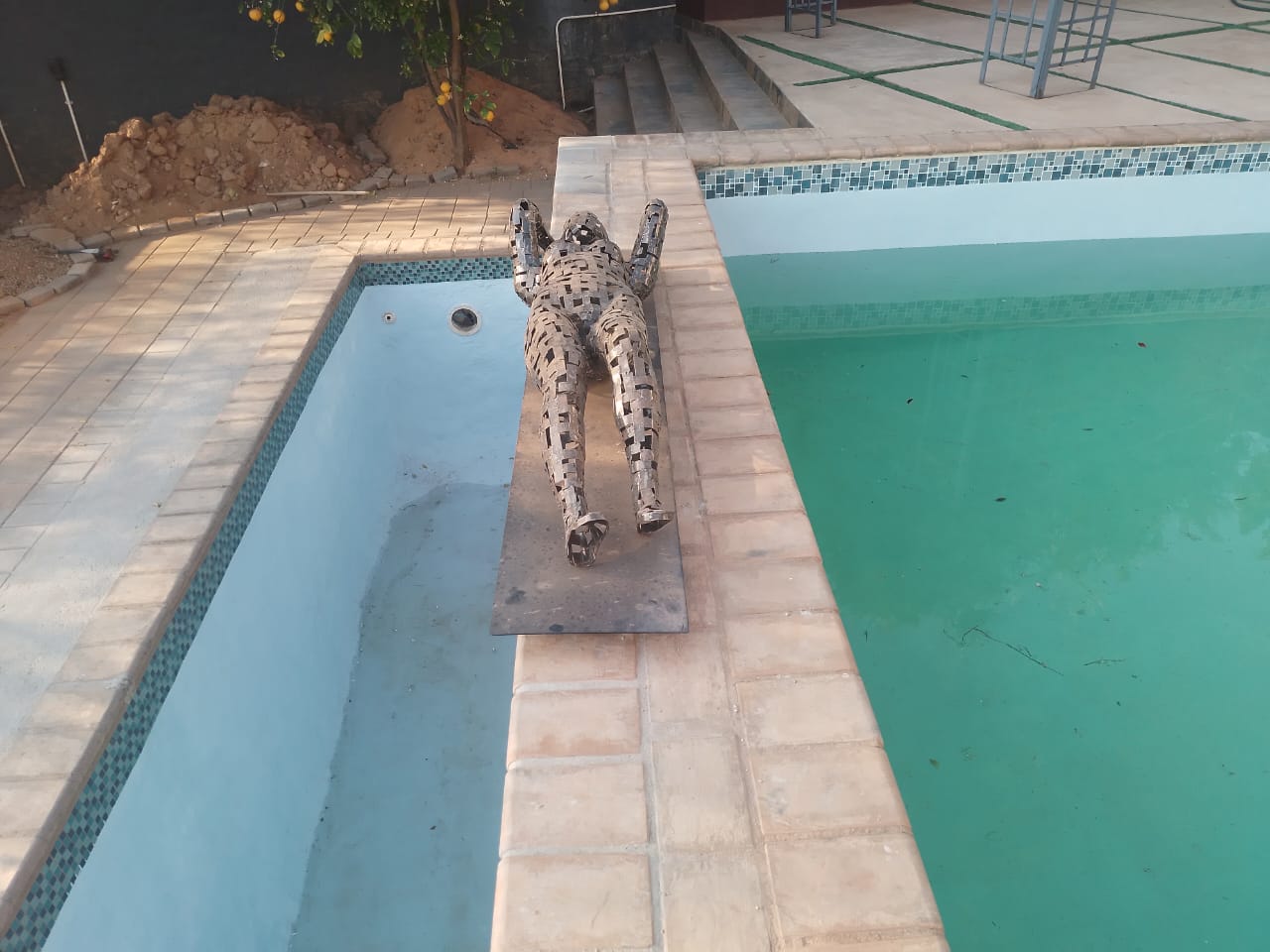 double pool with one side drained